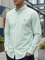 Camisa Hombre Casual Manga Larga Verde Menta