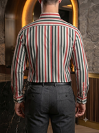 Camisa Hombre Casual Rayas Blancas, Gris, Rojizas