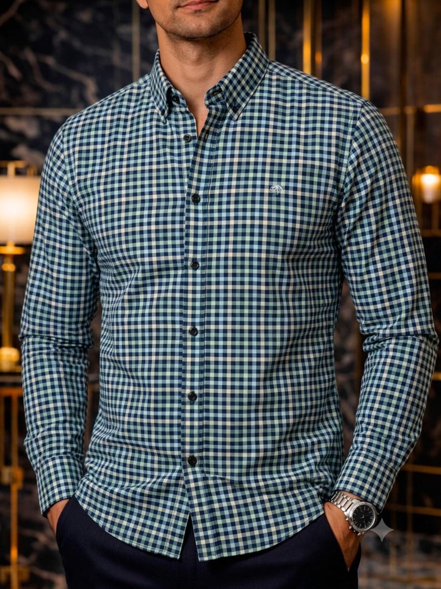 Camisa Hombre Casual Cuadros Azul Cielo, Marino, Verde