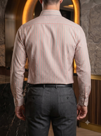 Camisa Hombre Casual Lineas Grises, Rojas Y Blancas