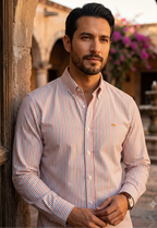 Camisa Hombre Casual Lineas Grises, Rojas Y Blancas