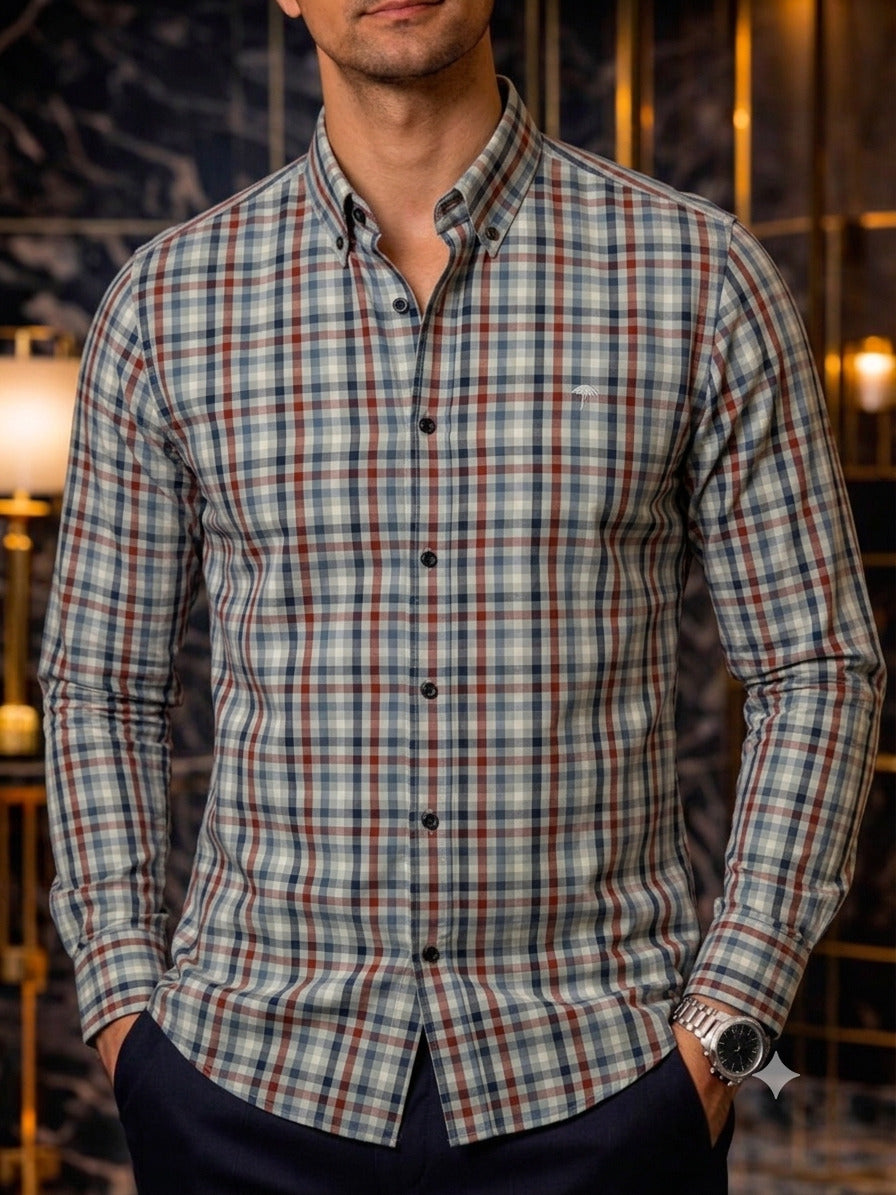 Camisa Hombre Casual Cuadros Verde Pistache, Azul, Vino