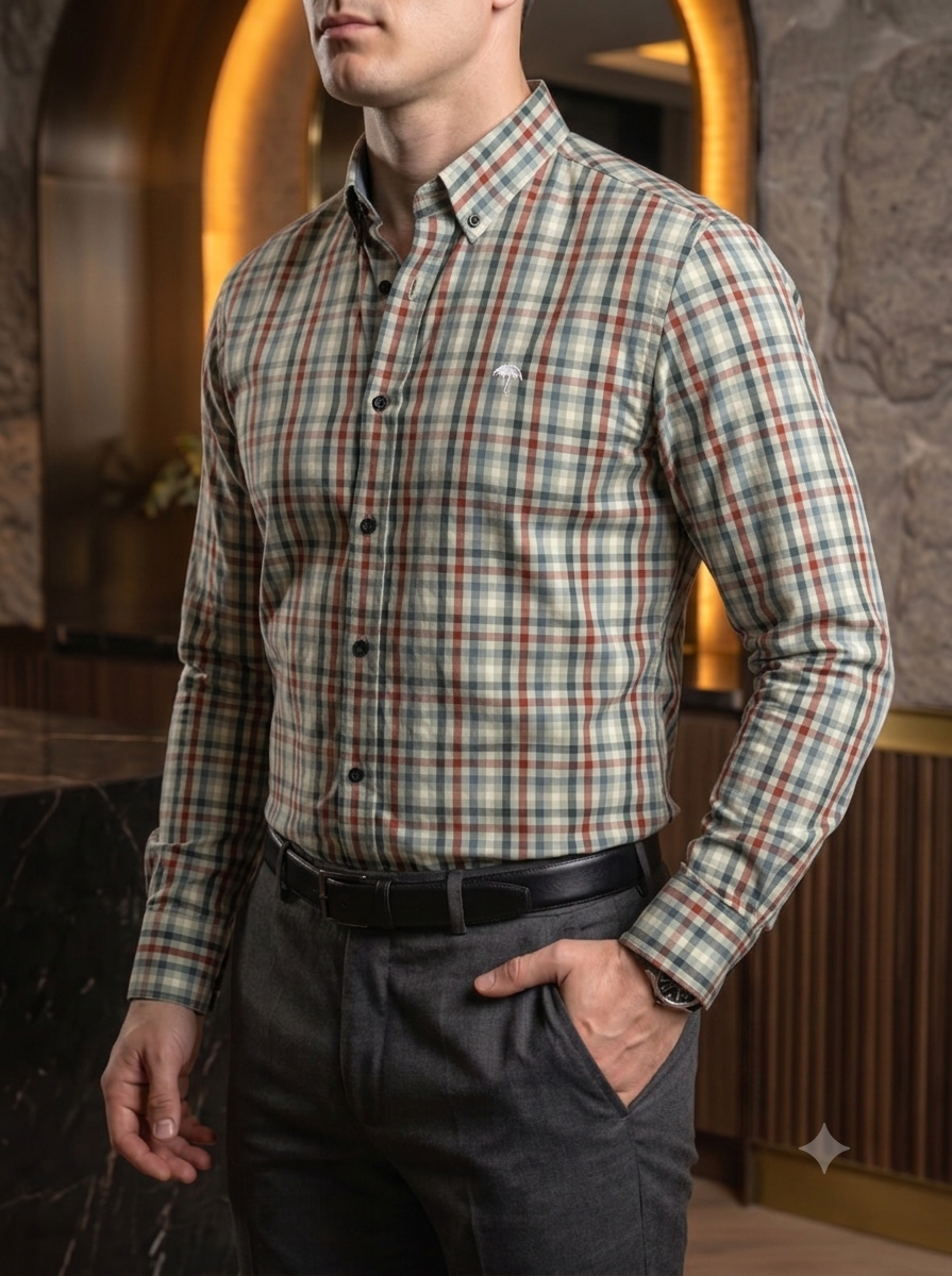Camisa Hombre Casual Cuadros Verde Pistache, Azul, Vino