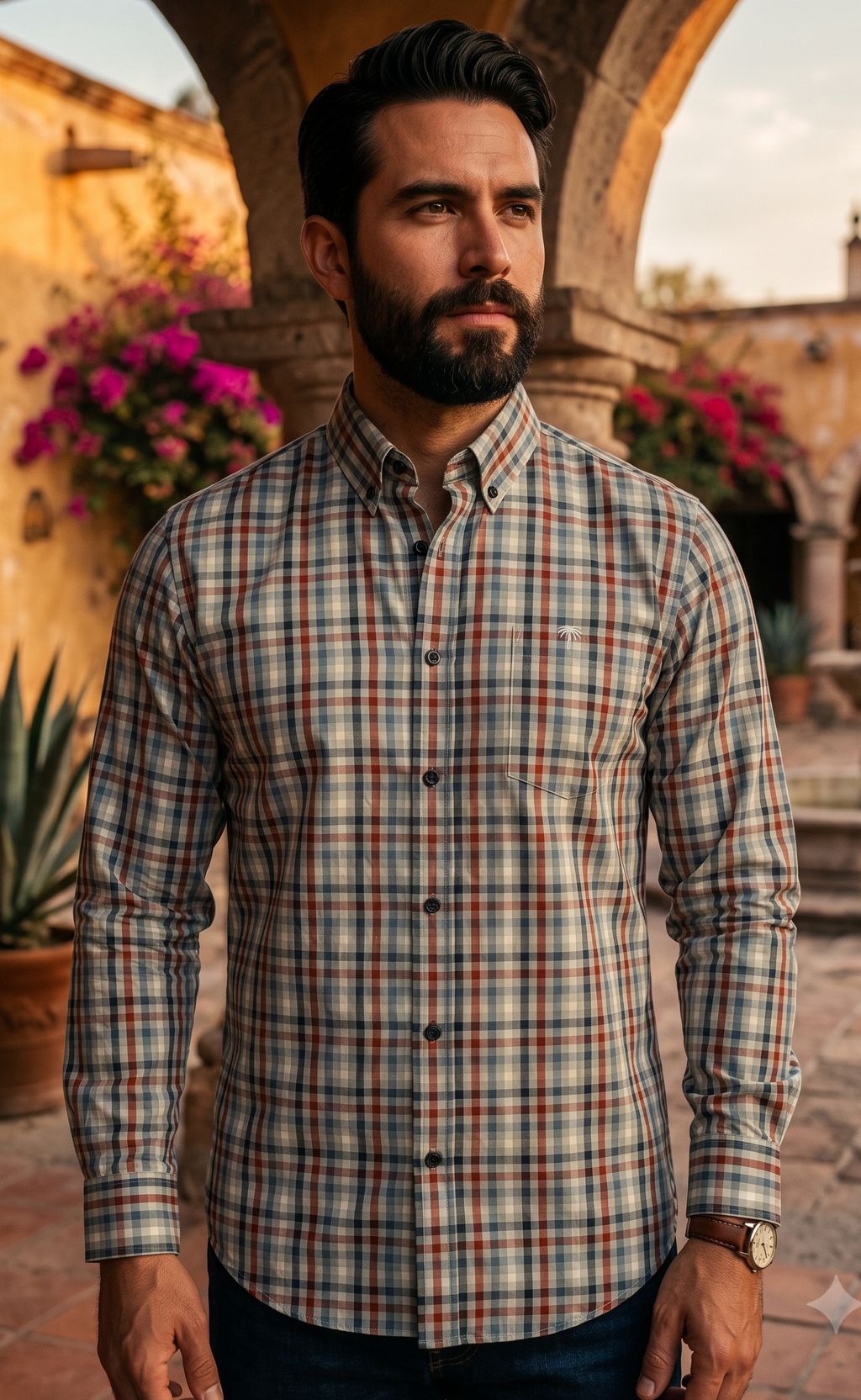 Camisa Hombre Casual Cuadros Verde Pistache, Azul, Vino