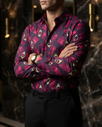 Camisa Hombre Casual Figuras Rosas, Marino