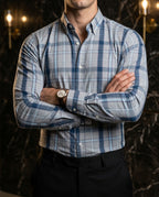 Camisa Hombre Casual Cuadros Gris, Azul, Marino