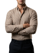 Camisa Hombre Casual Cuadros Marrón, Blancos