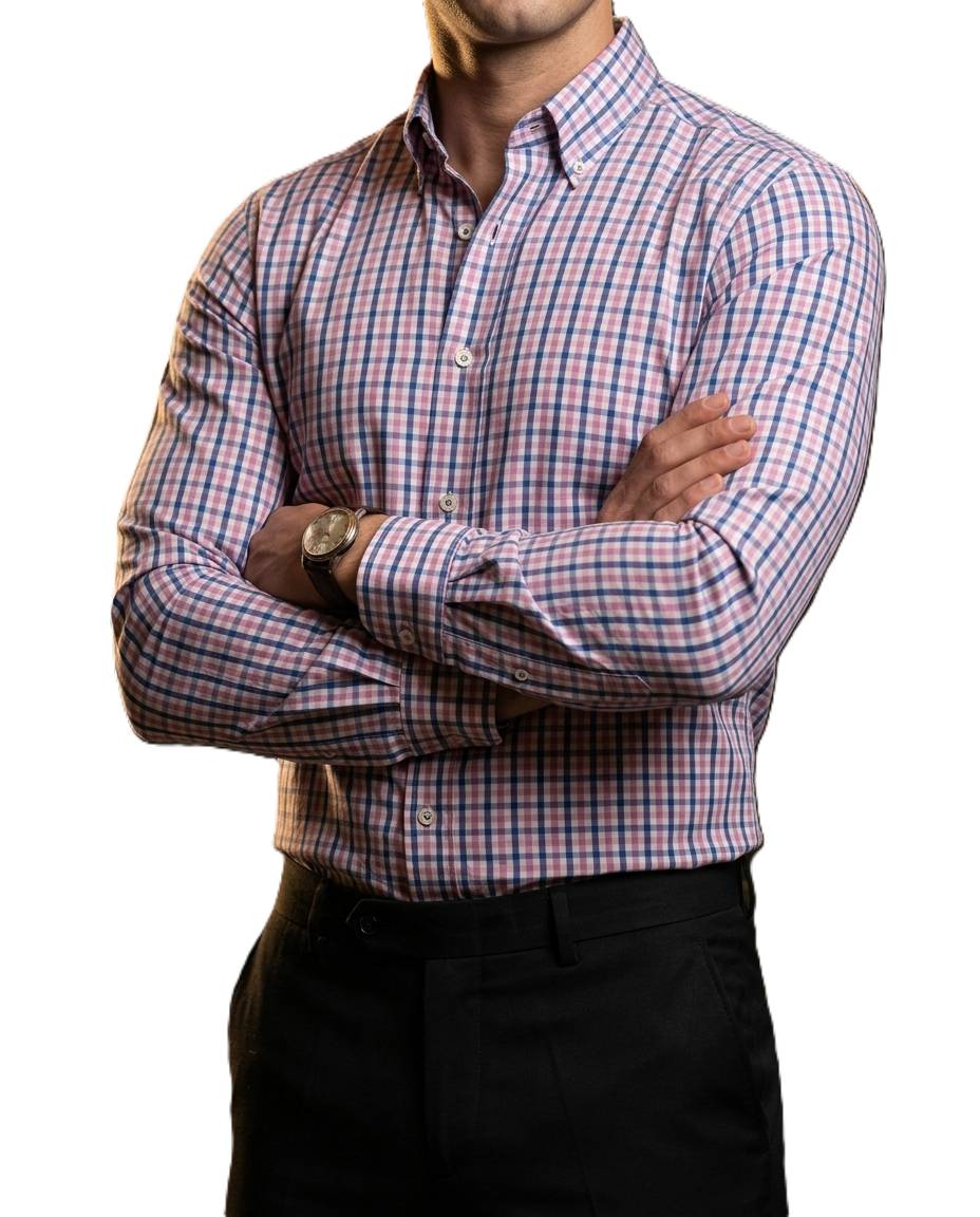Camisa Hombre Casual Cuadros Rosa, Marino, Blancos
