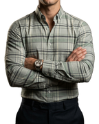 Camisa Hombre Casual Cuadros Verde, Gris
