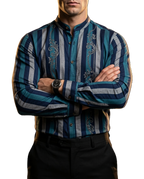 Camisa Hombre Casual Rayas Marino, Verdes, Gris Floreada