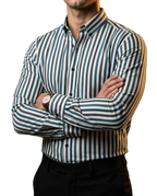 Camisa Hombre Casual Rayas Blancas, Negras, Verdes