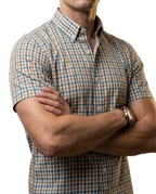 Camisa Hombre Casual Cuadros, Amarillos, Azul, Blancos