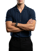 Camisa Hombre Casual Manga Corta Azul Oscuro