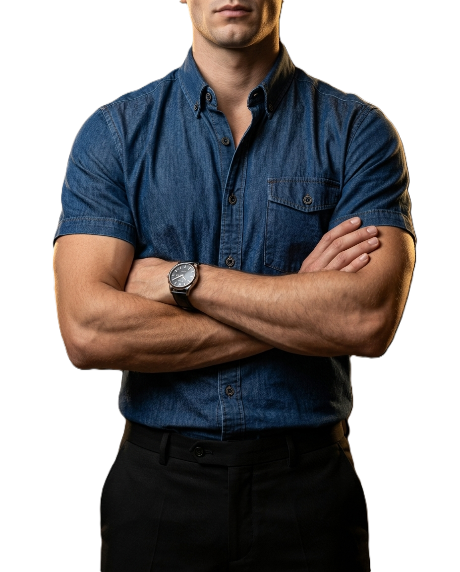 Camisa Hombre Casual Manga Corta Azul Petroleo