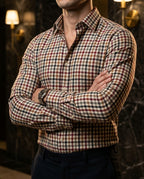 Camisa Hombre Casual Cuadros Marrón, Vino, Gris, Blancos