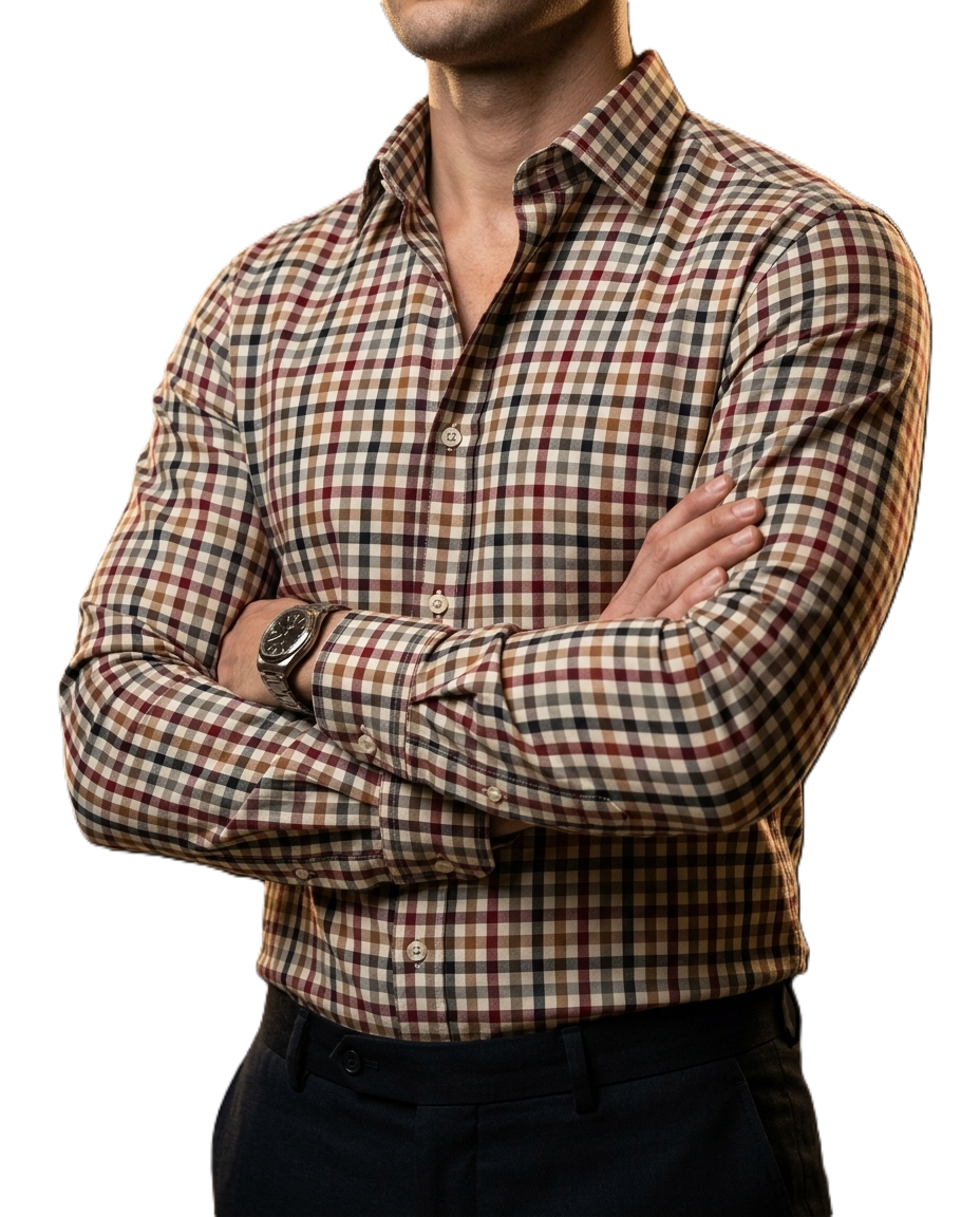 Camisa Hombre Casual Cuadros Marrón, Vino, Gris, Blancos