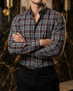 Camisa Hombre Casual Cuadros Negros, Azul, Blancos, Rojos