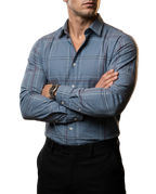 Camisa Hombre Casual Gris Lineas Vino, Marino