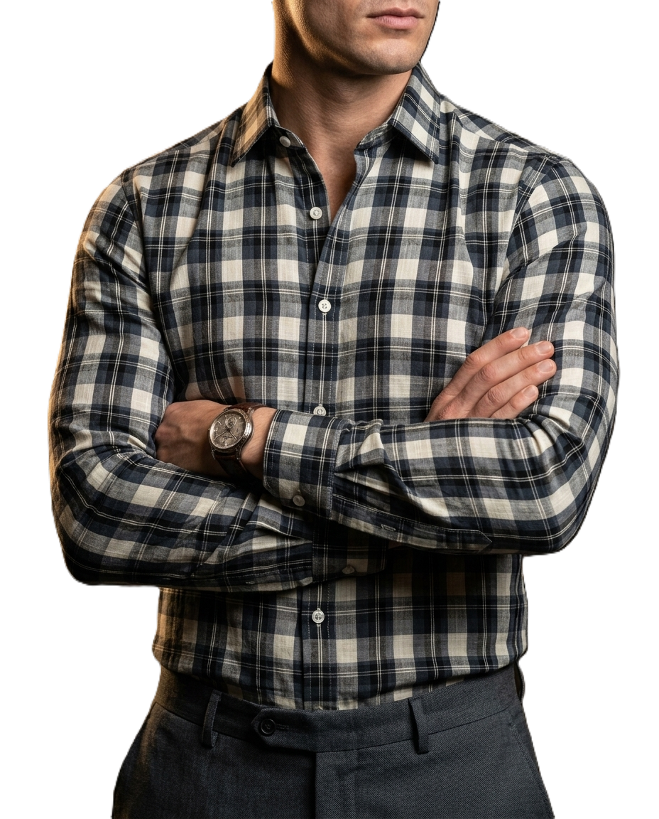 Camisa Hombre Casual Cuadros Blancos, Negros, Marino, Gris