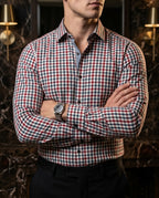 Camisa Hombre Casual Cuadros Marino, Rojos, Blancos