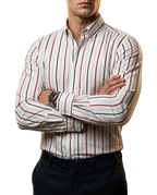 Camisa Hombre Casual Blanca Rayas Rojas, Negras, Gris