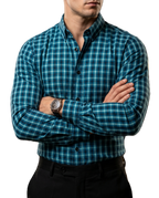 Camisa Hombre Casual Cuadros Azules, Negros