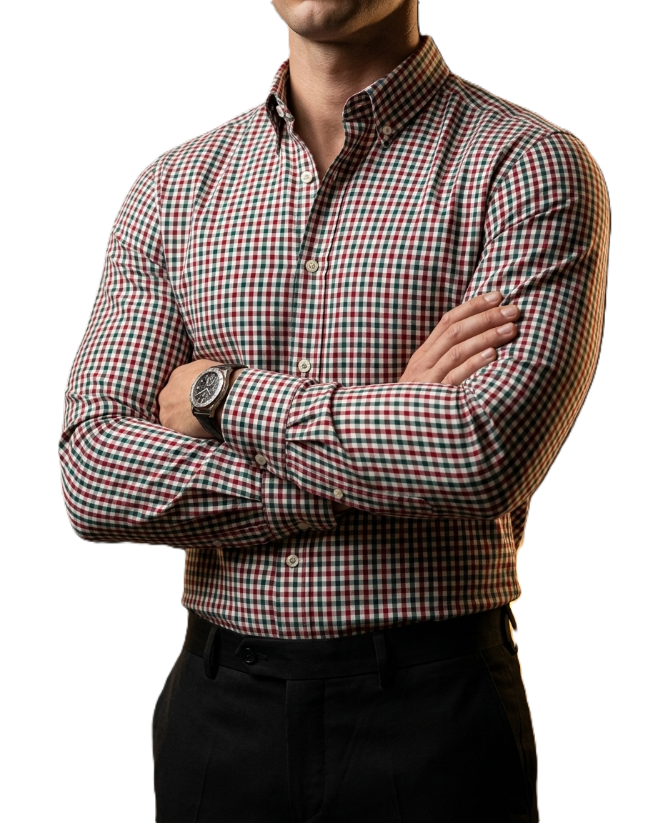 Camisa Hombre Casual Cuadros Rojos, Verdes, Blancos