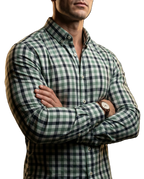 Camisa Hombre Casual Cuadros Blancos, Verdes, Negros