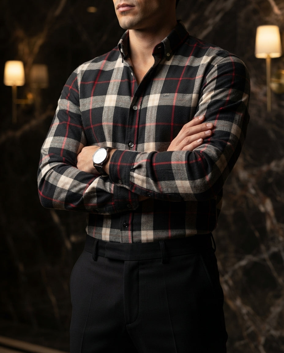 Camisa Hombre Cuadros Multicolor — Confetti Dusk