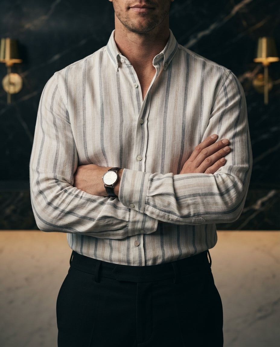 Camisa Hombre Rayas Multicolor — Espresso Ridge