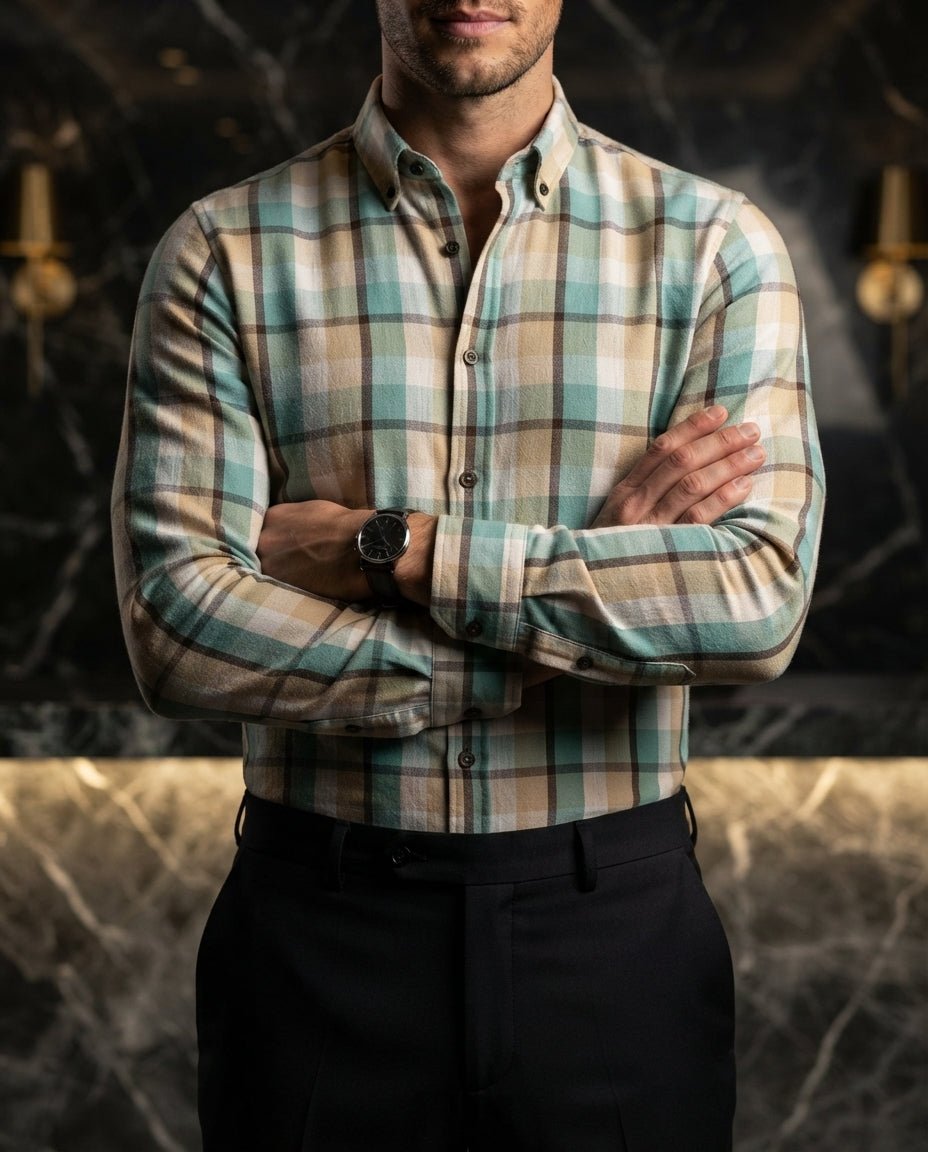 Camisa Hombre Cuadros Multicolor — Harlequin Ink