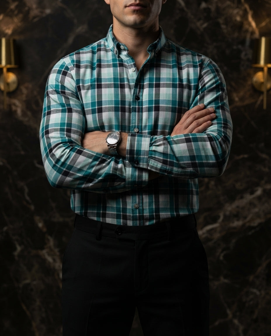 Camisa Hombre Cuadros Multicolor — Mosaic Ridge