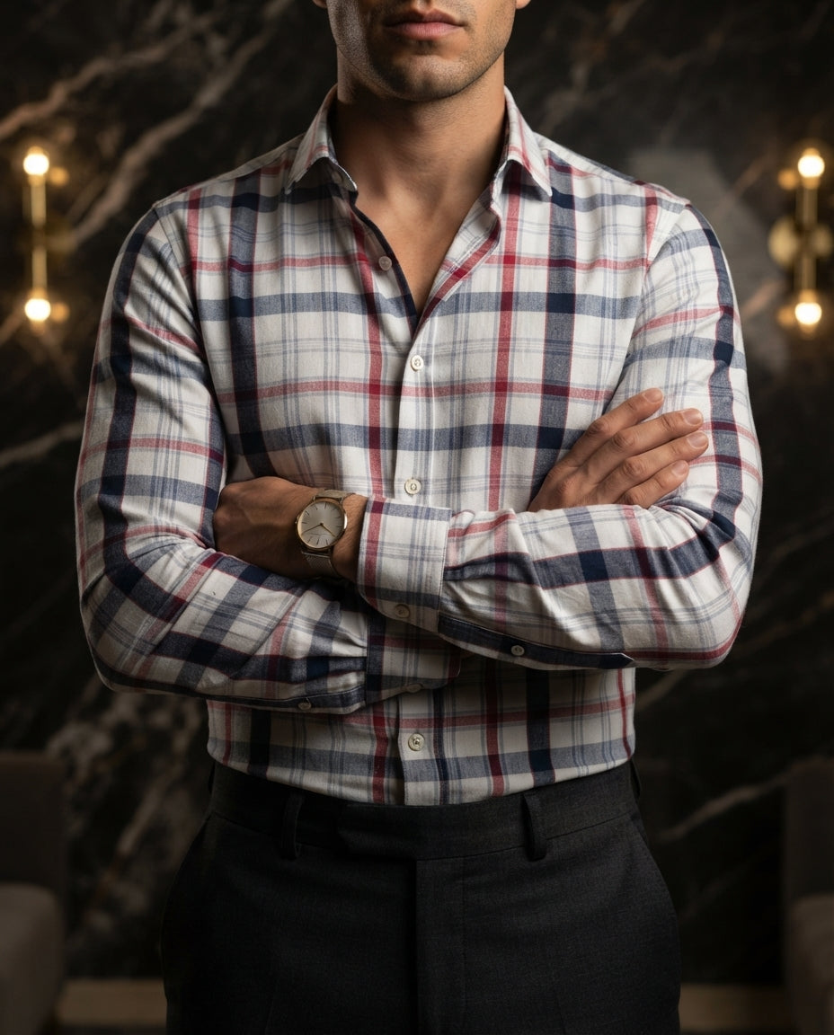 Camisa Hombre Cuadros Multicolor — Night Harbor
