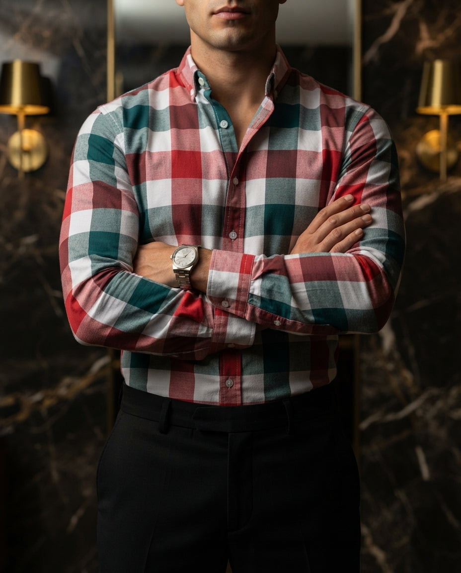 Camisa Hombre Cuadros Multicolor — Smoke Ridge