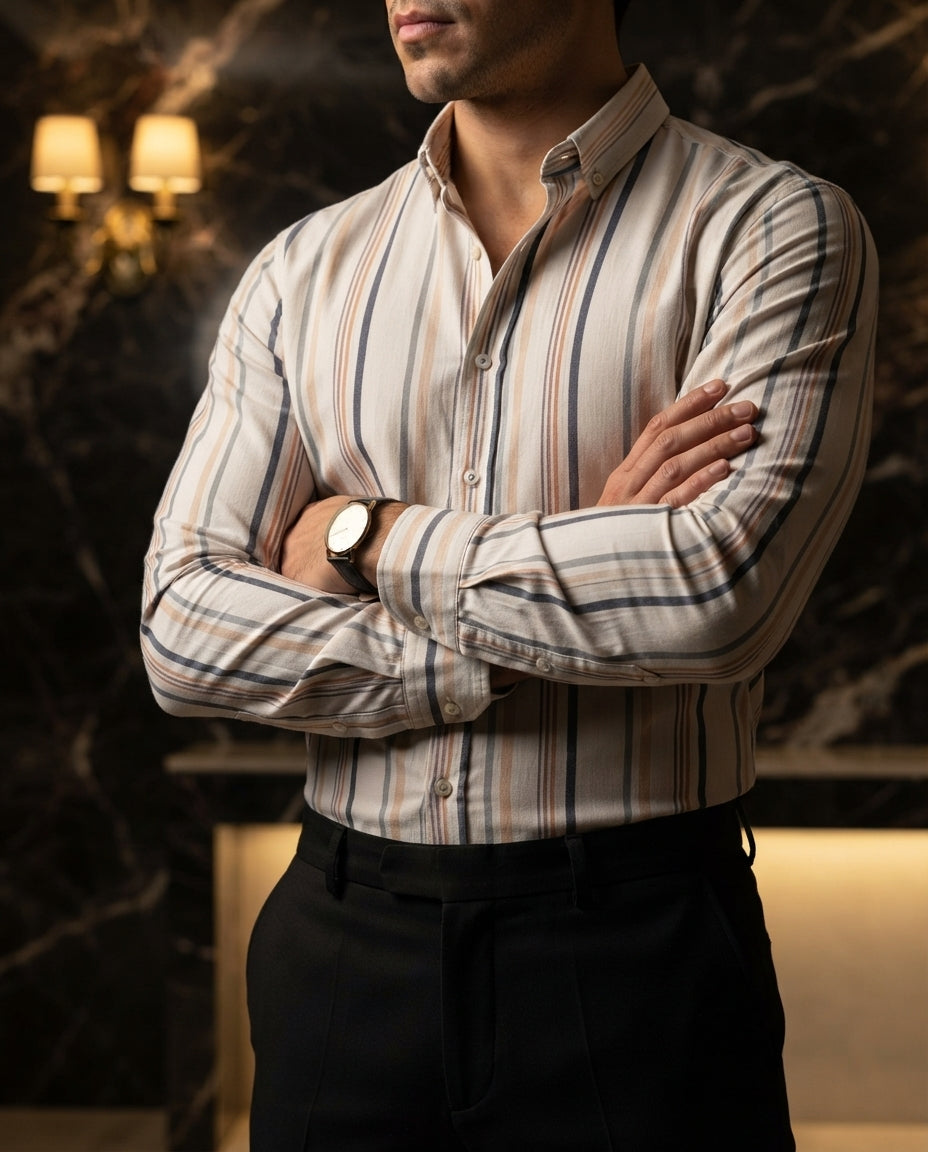Camisa Hombre Rayas Multicolor — Snow Harbor