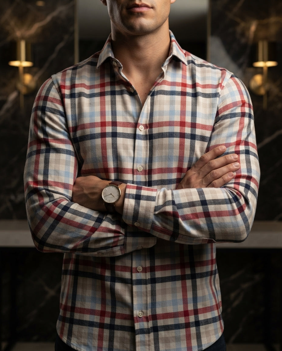 Camisa Hombre Cuadros Multicolor — Sunset Brick