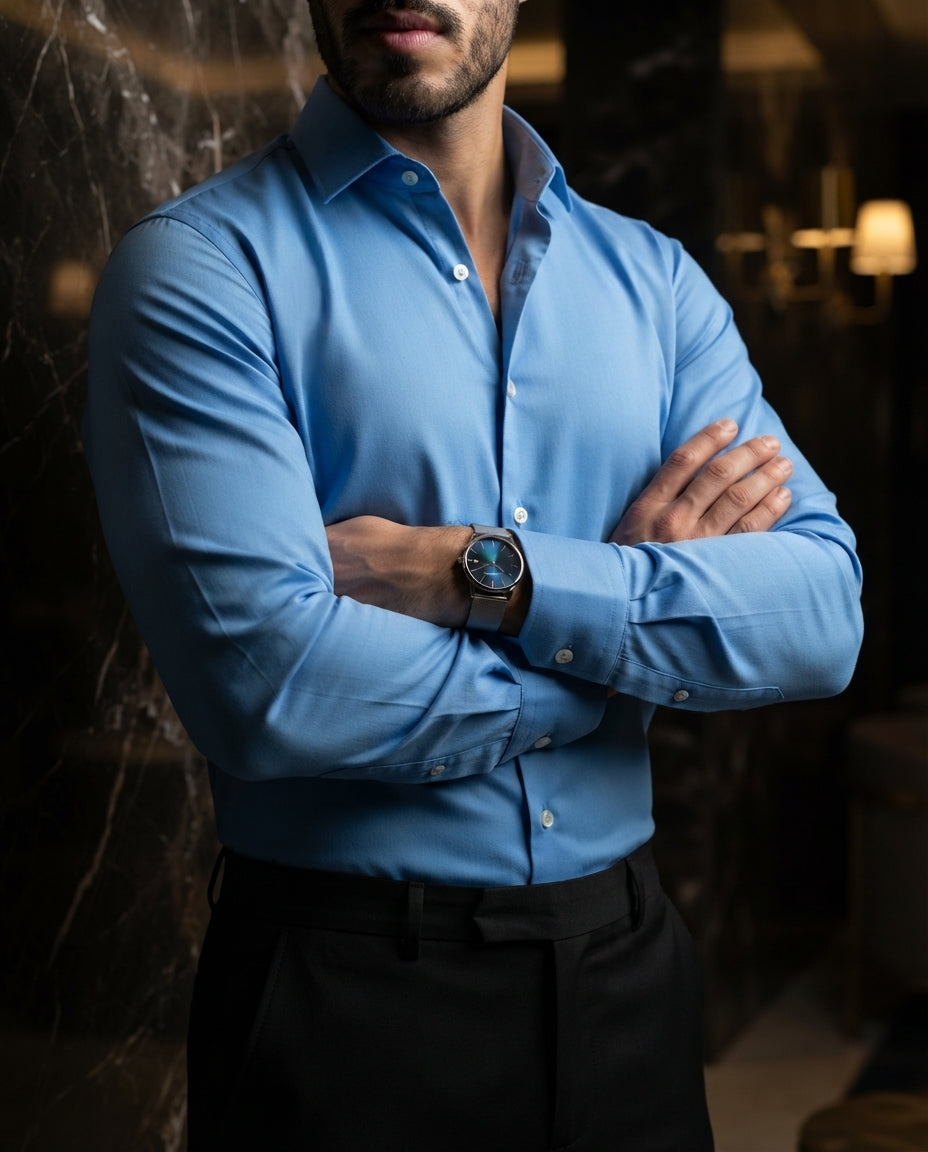 Camisa Hombre Azul Claro — Snowdrift Lane