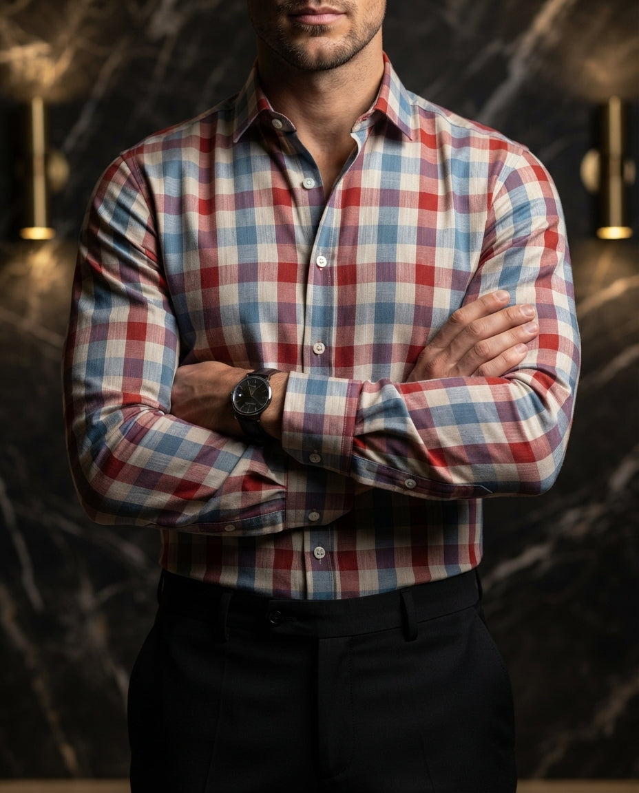 Camisa Hombre Cuadros Multicolor — Toltec Stone