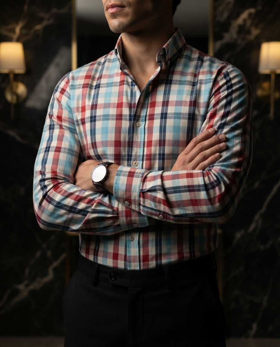 Camisa Hombre Cuadros Multicolor — Void Ridge