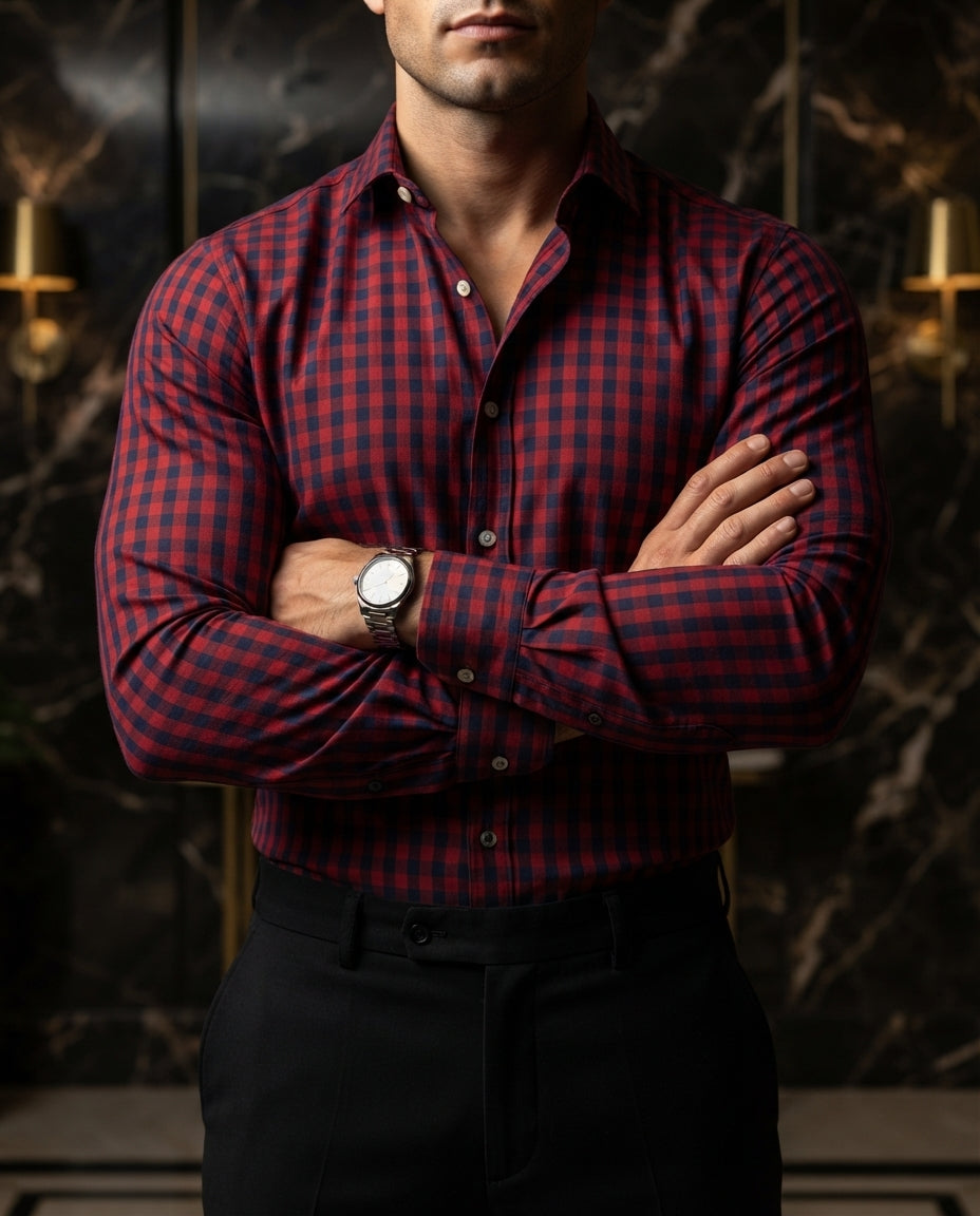 Camisa Hombre Cuadros Rojo — Scarlet Ridge