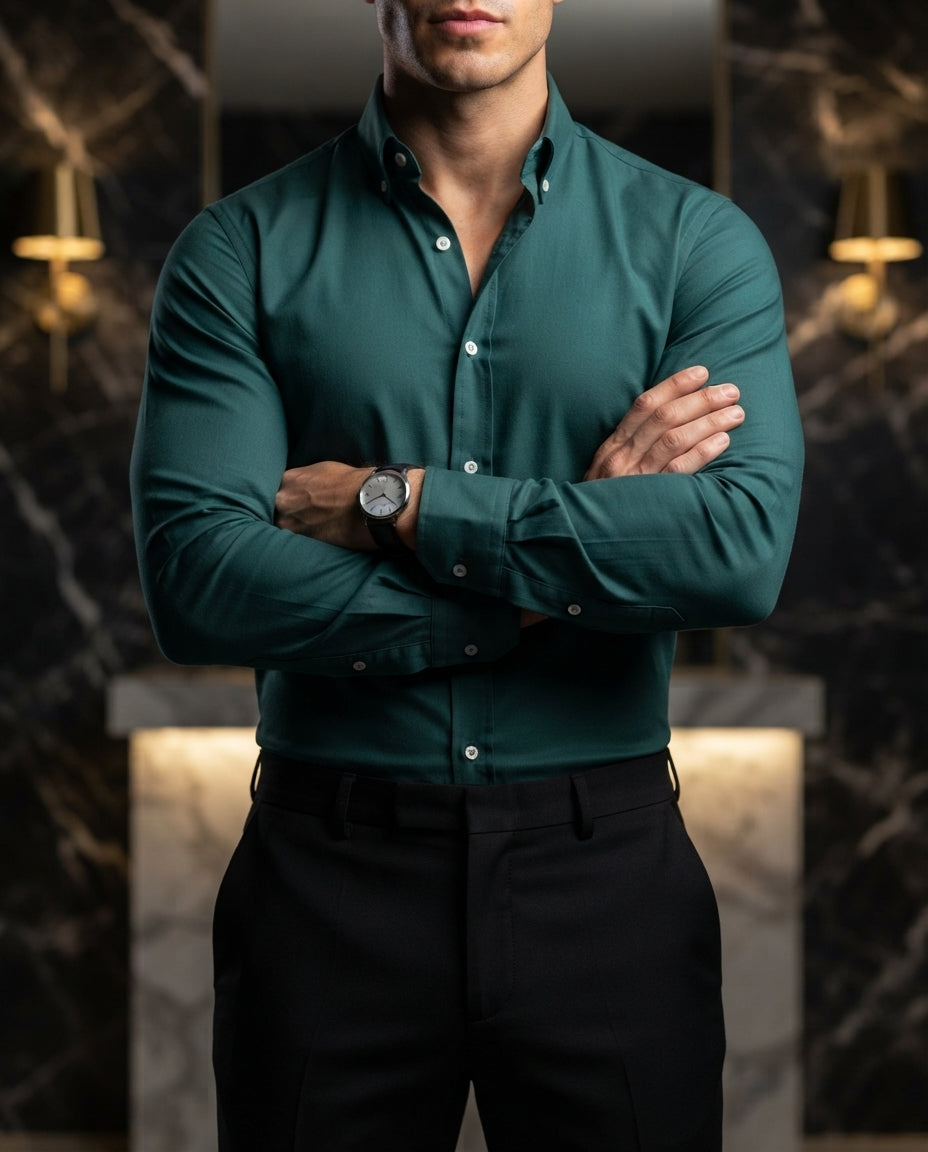 Camisa Hombre Verde — Basil Dusk