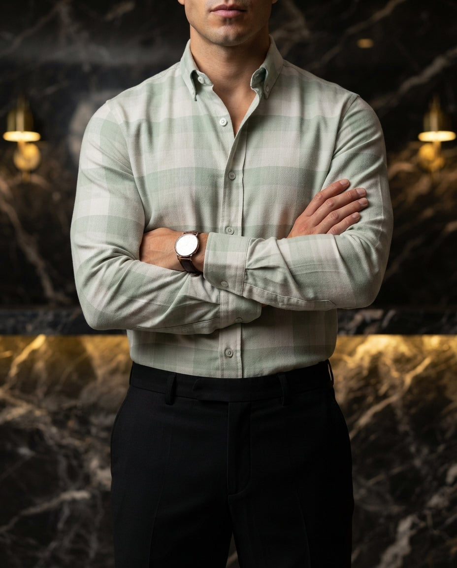 Camisa Hombre Cuadros Verde — Emerald Tide