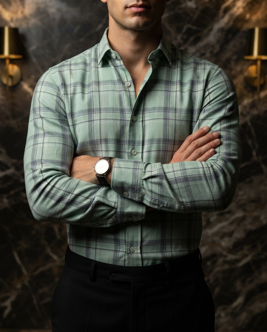 Camisa Hombre Cuadros Verde — Hunter Green