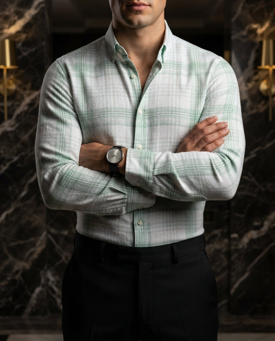 Camisa Hombre Cuadros Verde — Olive Grove