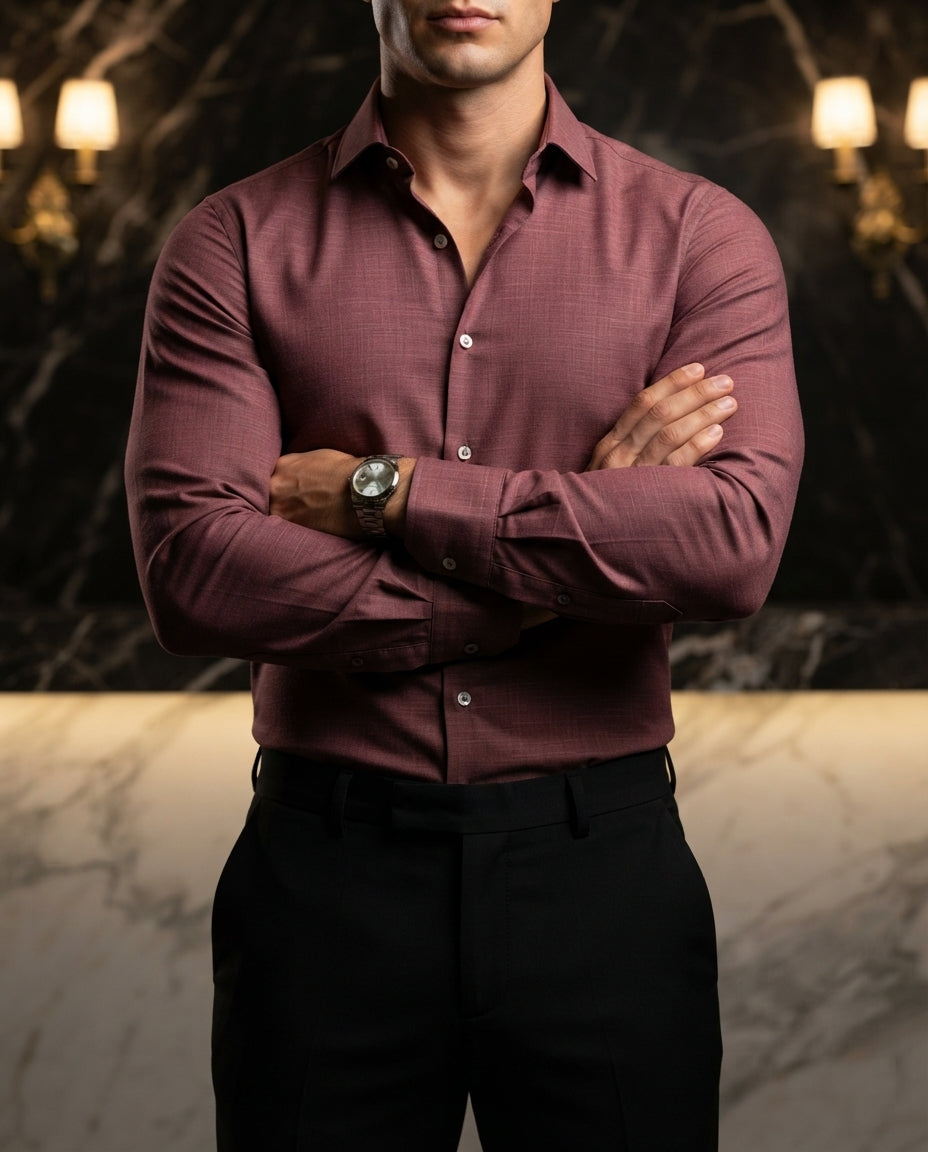 Camisa Hombre Vino — Bordeaux Mist