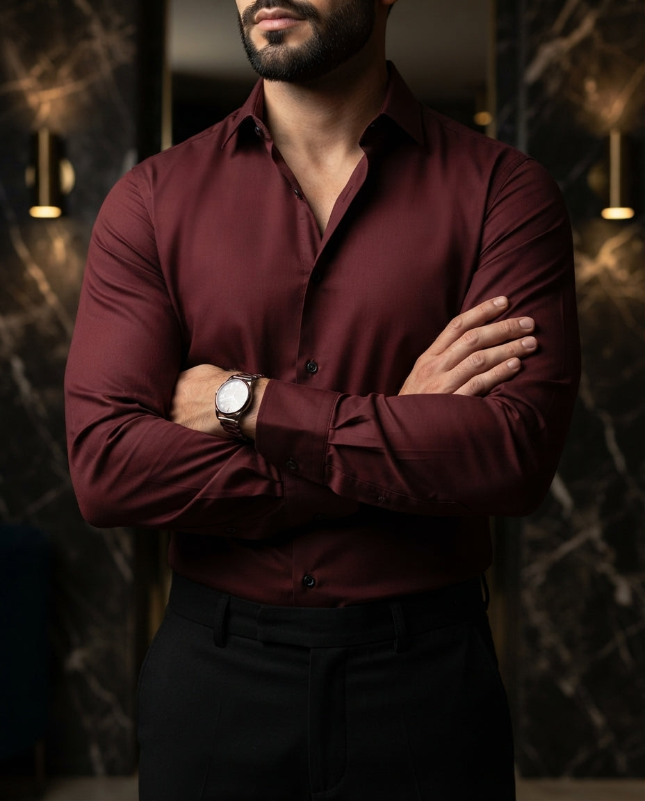 Camisa Hombre Vino — Rust Ember