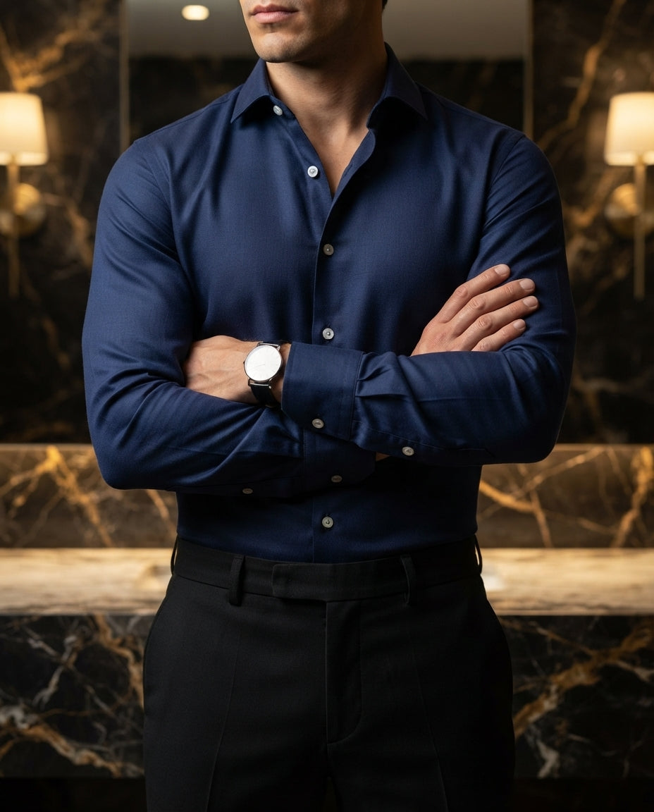 Camisa Hombre Azul Marino — Nocturne Ink