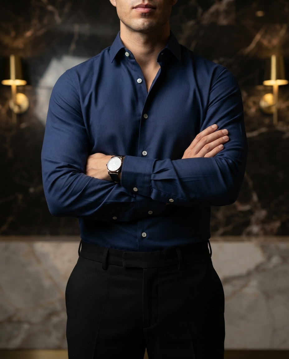 Camisa Hombre Azul Marino — Skyline Blue