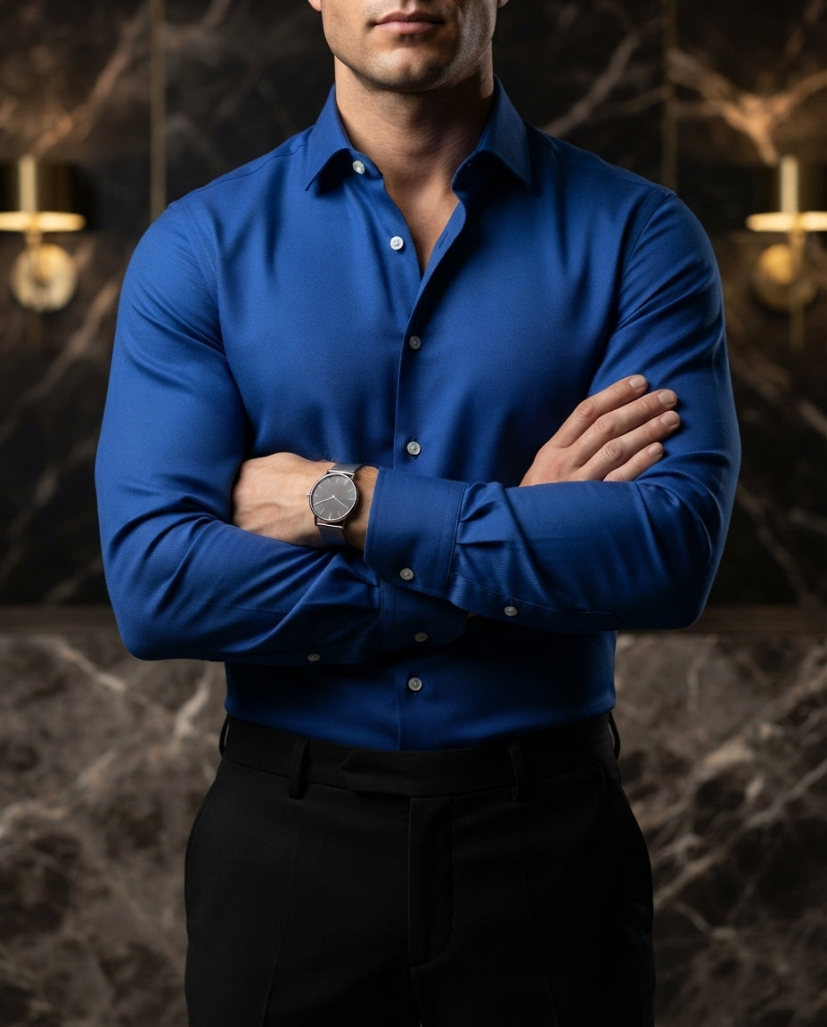 Camisa Hombre Azul — Indigo Drift