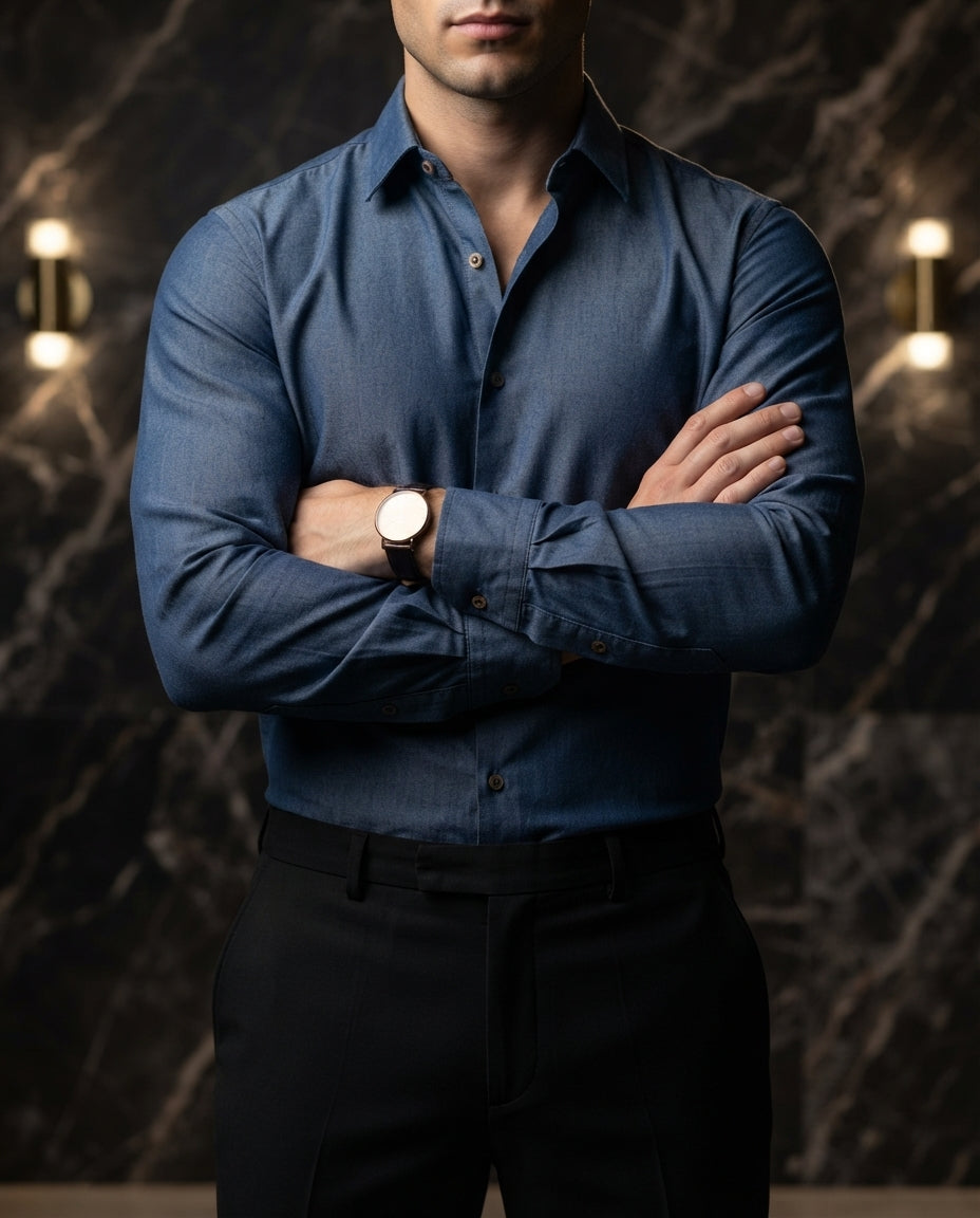 Camisa Hombre Azul — Raven Summit